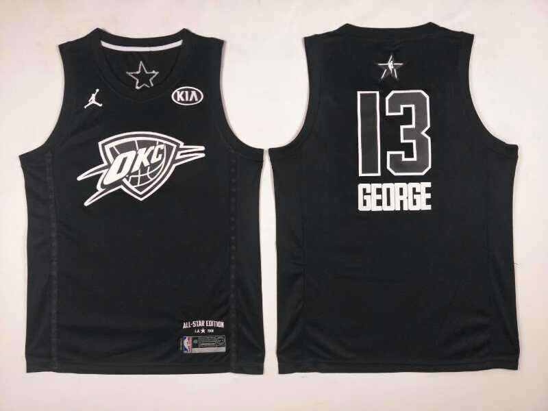 Men Oklahoma City Thunder 13 George Black 2108 All Stars NBA Jerseys